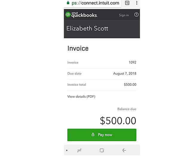 Text QBO Invoices using the New Android App